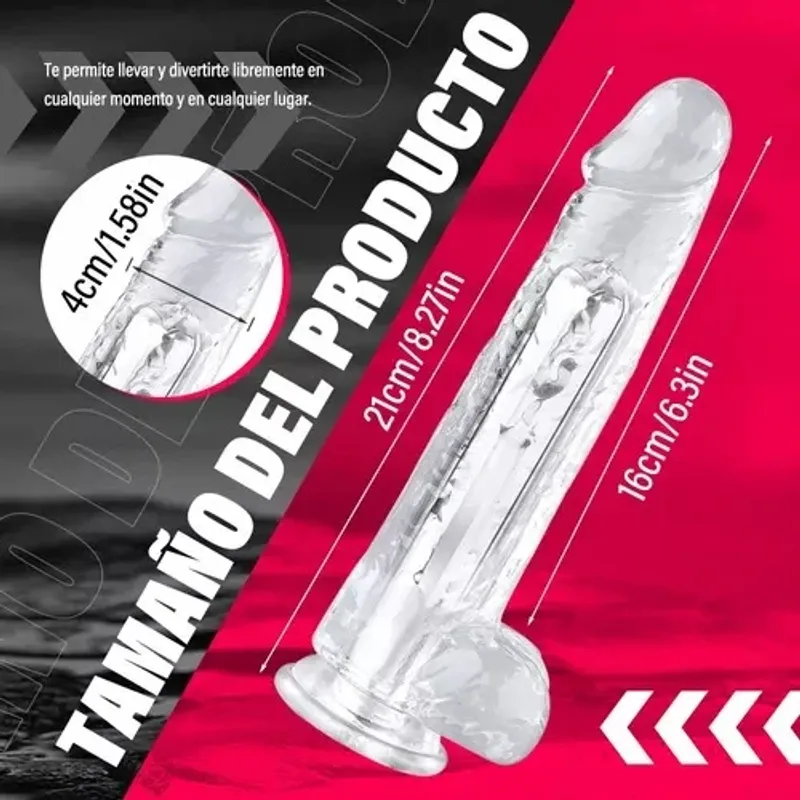 VIBRADOR FORMA DE PENE TRANSPARENTE , RECARGABLE