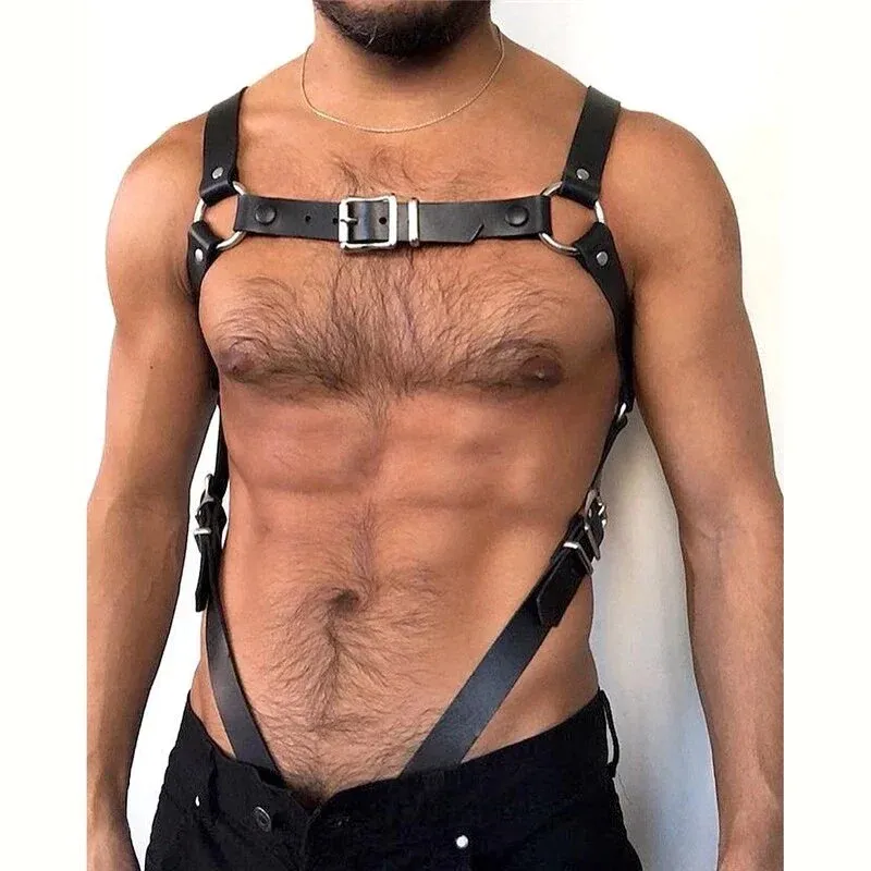 Pechera Arnés de cuero bondage hombre